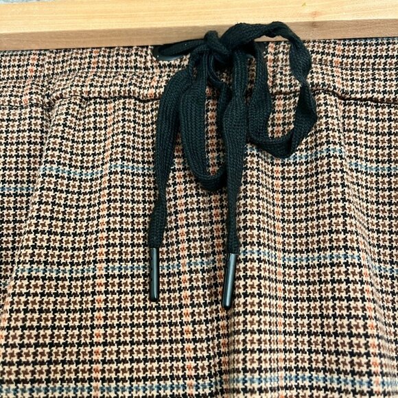 Jogger Style Dress Pants (2 pairs) Black/White Checked & Brown/Beige Tartan (M) - Picture 12 of 15